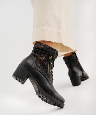 Bottines à lacets avec empiècement à motifs femme - Emilia Rosa vue1 - EMILIA ROSA - GEMO