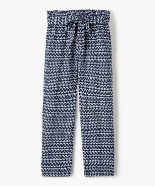 Pantalon fille imprimé avec taille élastiquée et ceinture à nouer vue1 - GEMO (ENFANT) - GEMO