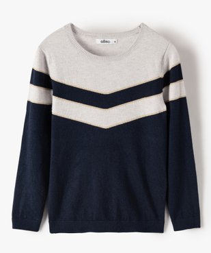 Pull fille bicolore avec liserés pailletés vue1 - GEMO (ENFANT) - GEMO