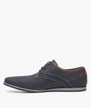 Derbies homme unis avec surpiqûres contrastées vue3 - GEMO(URBAIN) - GEMO