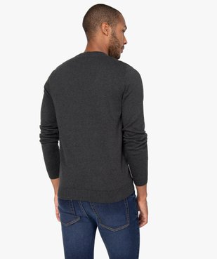 Pull homme à col V 100% coton biologique vue3 - GEMO C4G HOMME - GEMO