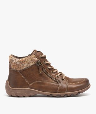 Boots femme confort avec col en maille et détail à zip - Softrelax vue1 - SOFTRELAX - GEMO