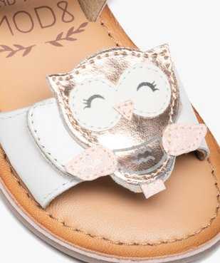 Sandales bébé fille en cuir métallisé à scratch avec hibou fantaisie - MOD8 vue6 - MOD8 - GEMO