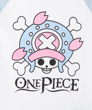 Tee-shirt fille bicolore à manches raglan imprimé tête de mort - One Piece vue2 - ONE PIECE - GEMO