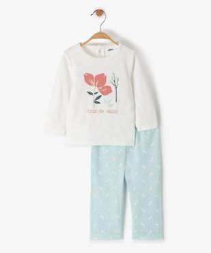 Pyjama bébé fille en velours 2 pièces avec motifs fleuris vue1 - GEMO(BB COUCHE) - GEMO