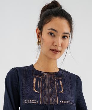 T-shirt manches longues uni avec plastron brodé femme vue3 - GEMO(FEMME PAP) - GEMO