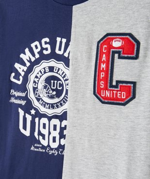 Tee-shirt garçon à manches courtes bicolore et motifs - Camps United vue2 - CAMPS UNITED - GEMO