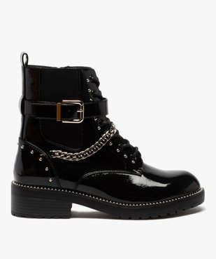 Boots femme vernis à détails métallisés style rock vue1 - GEMO (CASUAL) - GEMO