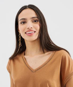 Tee-shirt à manches courtes avec finitions scintillantes femme vue2 - GEMO 4G FEMME - GEMO