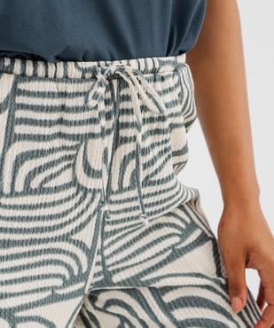 Pantalon ample en matière texturée avec ceinture élastique femme vue2 - GEMO 4G FEMME - GEMO
