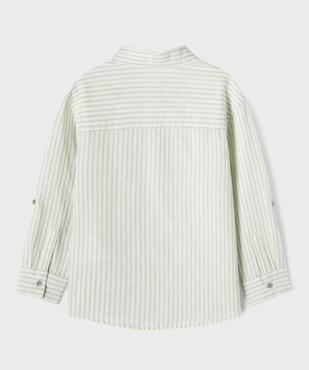 Chemise manches longues en mélange coton-lin rayé garçon vue5 - GEMO (ENFANT) - GEMO