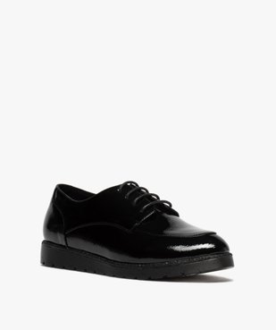 Derbies femme unis et vernis à semelle crantée vue2 - GEMO (CASUAL) - GEMO
