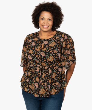 Blouse femme à manches courtes et motifs fleuris vue1 - GEMO (G TAILLE) - GEMO