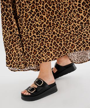 Mules compensées à larges brides et grosses boucles dorées femme - 5 Miles vue7 - 5 MILES - GEMO