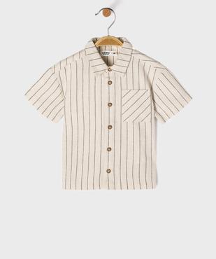 Chemise rayée à manches courtes contenant du lin garçon vue1 - GEMO(BEBE DEBT) - GEMO