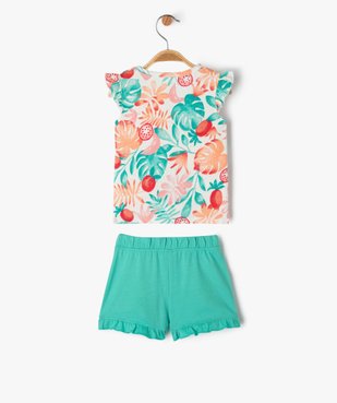 Pyjashort à volant imprimé tropical bébé fille vue3 - GEMO 4G BEBE - GEMO