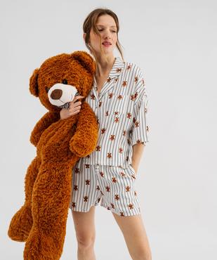 Pyjashort à rayures et motifs ourson femme - LuluCastagnette vue2 - LULUCASTAGNETTE - GEMO