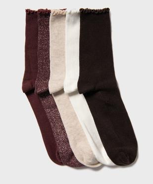 Chaussettes hautes avec finitions froncées femme (lot de 5) vue1 - GEMO(HOMWR FEM) - GEMO