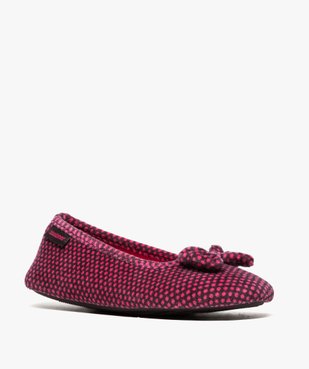 Chaussons femme ballerines en velours à motifs - Isotoner vue2 - ISOTONER - GEMO