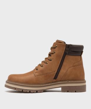 Boots multi-matières avec lacets et zip intérieur homme - Urban Steps vue3 - URBAN STEPS - GEMO