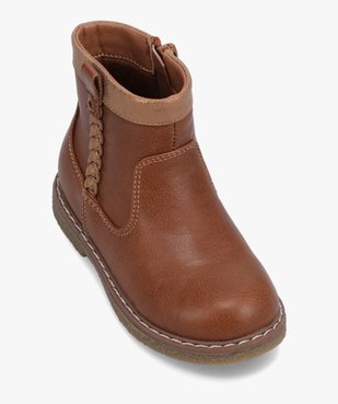 Boots bébé fille unies avec bride tressée sur le côté vue5 - GEMO(BEBE DEBT) - GEMO