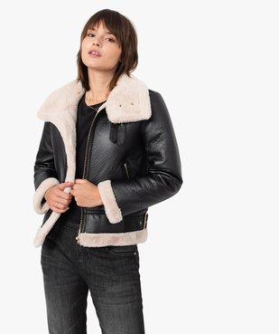 Blouson femme style aviateur avec doublure peluche vue2 - GEMO(FEMME PAP) - GEMO