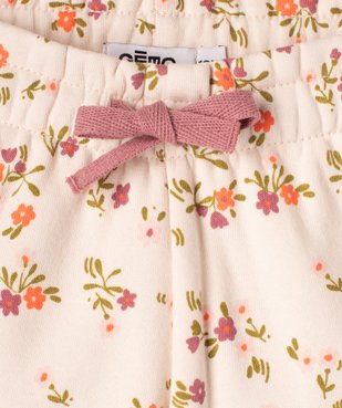Pantalon en molleton douillet fleuri bébé fille vue2 - GEMO(BEBE DEBT) - GEMO
