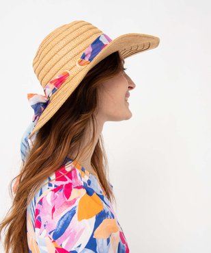 Chapeau de paille femme forme capeline à ruban multicolore vue5 - GEMO (ACCESS) - GEMO
