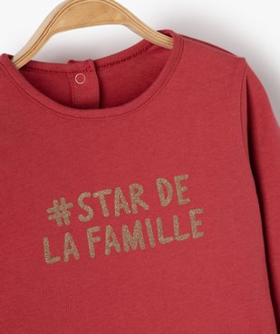 Tee-shirt bébé fille à volant avec inscription pailletée vue2 - GEMO(BEBE DEBT) - GEMO