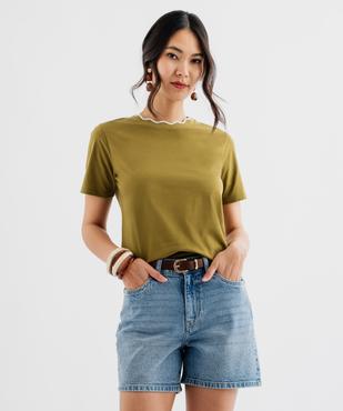 Tee-shirt manches courtes à col fantaisie femme vue1 - GEMO(FEMME PAP) - GEMO