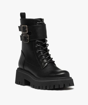 Boots rangers à épaisse semelle crantée femme vue2 - GEMO (CASUAL) - GEMO