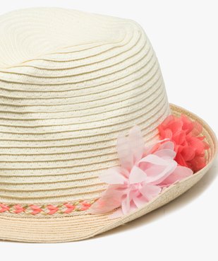 Chapeau fille avec ruban tressé et fleurs en relief vue2 - GEMO (ENFANT) - GEMO