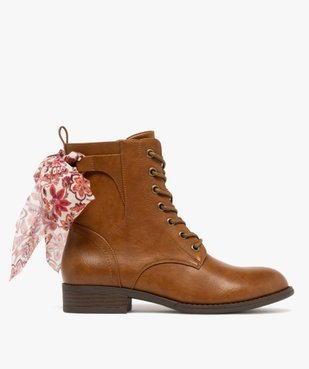 Bottines femme à lacets et à zip avec foulard fantaisie vue2 - GEMO (CASUAL) - GEMO