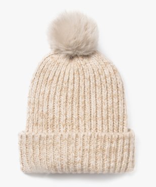 Bonnet en maille pailletée avec pompon fille vue1 - GEMO 4G FILLE - GEMO