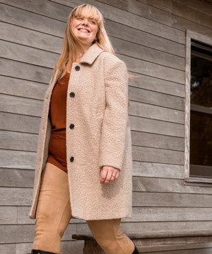 Manteau femme mi-long en maille bouclette vue5 - GEMO (G TAILLE) - GEMO