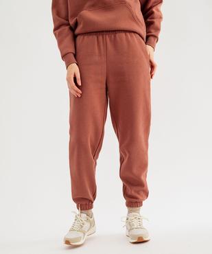 Pantalon de jogging en molleton uni à taille élastiquée femme vue1 - GEMO 4G FEMME - GEMO