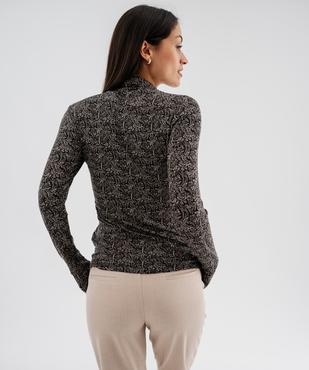 Tee-shirt manches longues et col roulé imprimé femme vue3 - GEMO 4G FEMME - GEMO