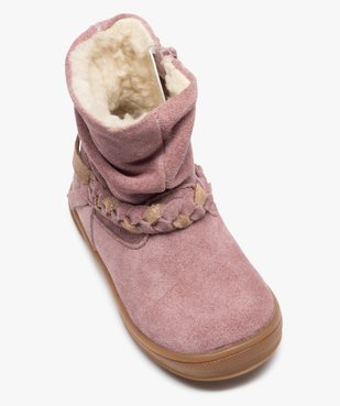 Boots fourrées bébé fille dessus cuir avec bride tressée vue5 - GEMO(BEBE DEBT) - GEMO