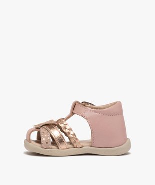 Sandales premiers pas bébé fille en cuir vue3 - GEMO(BEBE DEBT) - GEMO