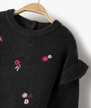 Pull bébé fille avec motifs fleurs brodés et volant aux épaules vue2 - GEMO(BEBE DEBT) - GEMO