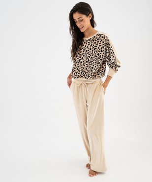 Pyjama en velours coupe large femme vue2 - GEMO(HOMWR FEM) - GEMO