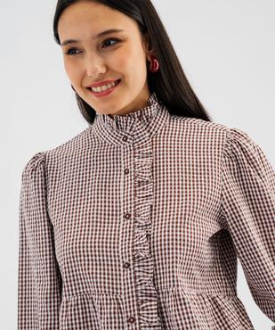 Chemise à volants imprimé vichy femme vue3 - GEMO(FEMME PAP) - GEMO