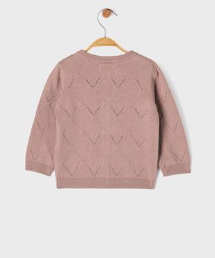 Gilet à col rond en maille fantaisie bébé fille vue3 - GEMO(BEBE DEBT) - GEMO