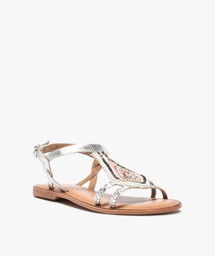 Sandales femme plates ornées de perles et intérieur cuir vue2 - GEMO (CASUAL) - GEMO