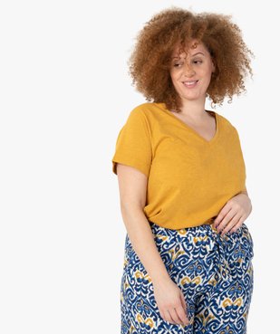 Tee-shirt femme grande taille à manches courtes et col V vue1 - GEMO (G TAILLE) - GEMO