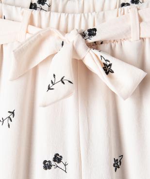 Pantalon large brodé avec taille élastique et ceinture fille vue2 - GEMO (ENFANT) - GEMO