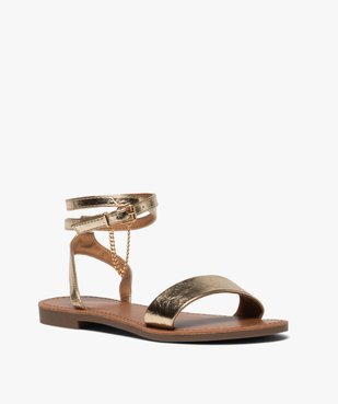 Sandales femme vernies à talon plat et bride cheville Only vue2 - ONLY - GEMO