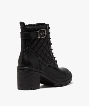 Boots femme à talon carré dessus en matière matelassée vue4 - GEMO(URBAIN) - GEMO