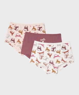 Boxers en coton biologique à motifs félins fille (lot de 3) vue1 - GEMO 4G FILLE - GEMO