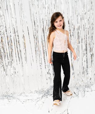 Jean flare avec strass en bas de jambes fille vue6 - GEMO 4G FILLE - GEMO
